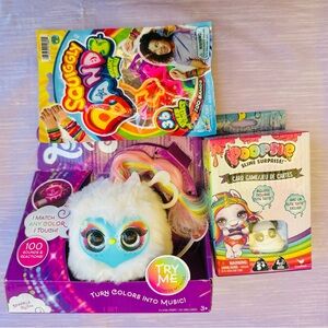 Pomsies Lumies Sparkle Rush Rainbow-Charged Interactive Pets - Blue Face New!!